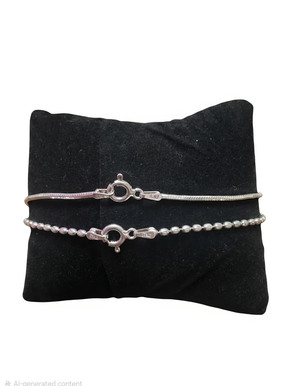 .925 Elegant Silver Double-Strand Bracelet Set 7.5 Inch